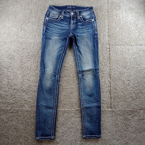 Miss Me Jeans Womens 23 Skinny American Flag Pocket Stretch Distressed Denim - Picture 1 of 9